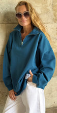 Load image into Gallery viewer, DIANA ZIP NECK - PETROL BLUE
