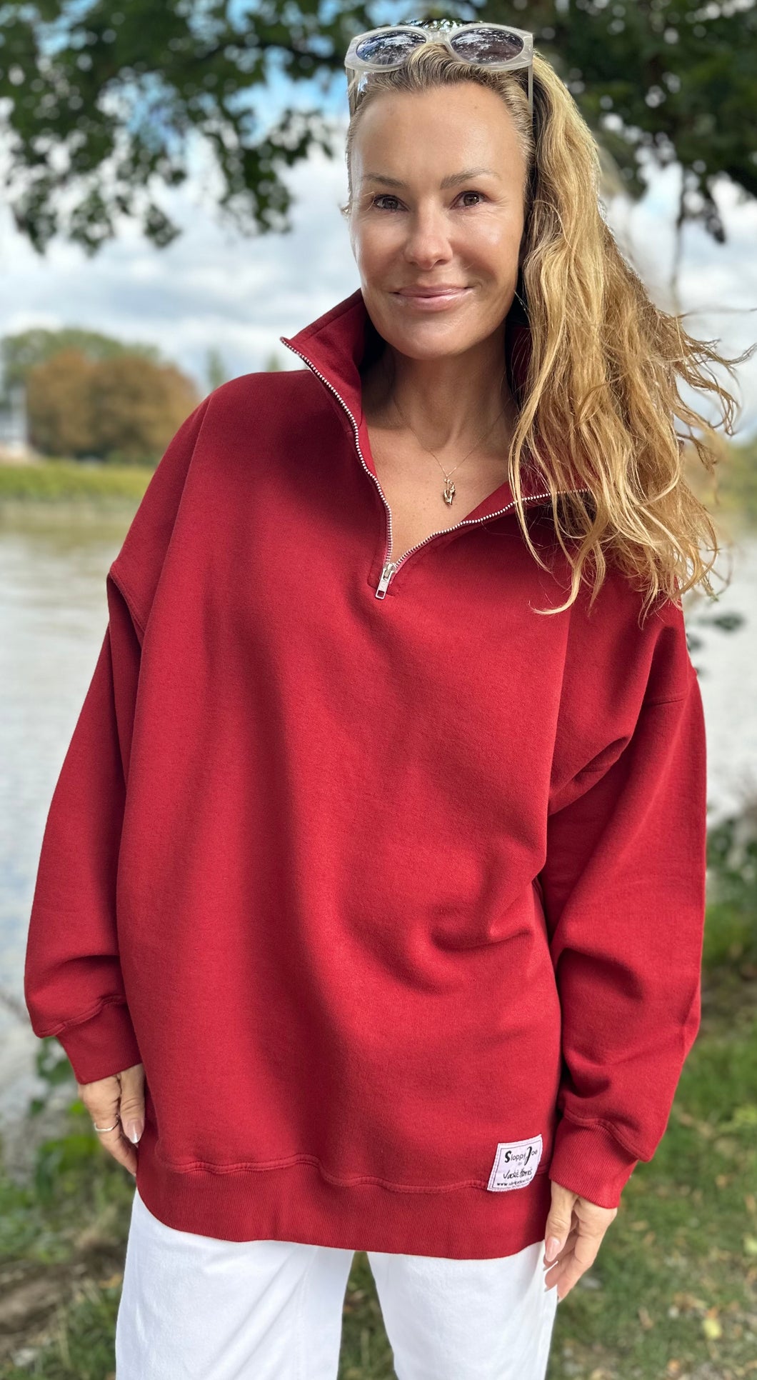 DIANA ZIP NECK - Bordeaux